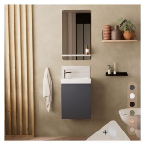 wohnli-moebel-suche-M21011399-1 Waschtischunterschrank + Spiegelablage 21x53x41cm Spanplatte Grau Mob In Möbel Badezimmermöbel Waschtische