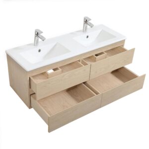 wohnli-moebel-suche-M21011414-1 120 cm Doppelwaschtisch mit Keramikarbeitsplatte 120x43x45cm Spanplatte Braun Mob In Möbel Badezimmermöbel Waschbecken