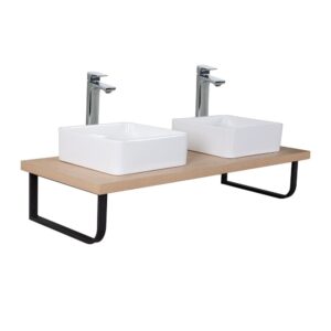 wohnli-moebel-suche-M21011427-1 Doppelwaschtischplatte + -Halterungen 120x3x49cm Spanplatte Braun Mob In Möbel Badezimmermöbel Waschtische