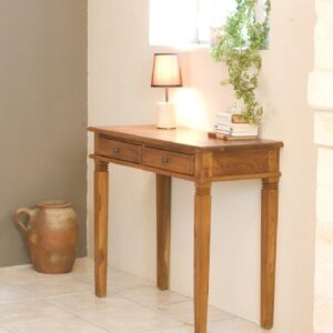 wohnli-moebel-suche-M21018796-1 Schreibtisch mit 2 Schubladen aus Teakholz 89x78x40cm Holz Braun MACABANE Möbel Büromöbel Schreibtische