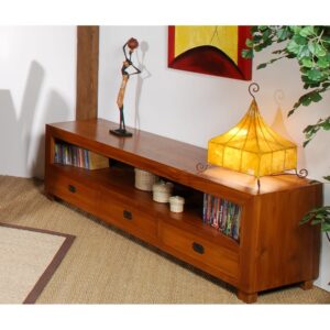 wohnli-moebel-suche-M21018809-1 TV-Möbel mit 3 Schubladen aus Teakholz 170x50x50cm Holz Braun MACABANE Möbel Wohnzimmermöbel TV-Möbel