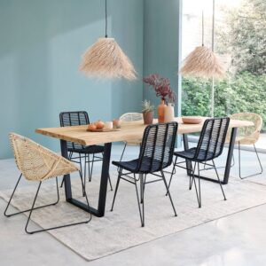 Tisch aus massivem recyceltem Teakholz und Metall 10 Pers. 240x76x240cm Holz Beige BERAH GETAH Möbel Esszimmermöbel Esstische