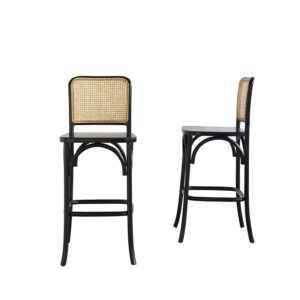 wohnli-moebel-suche-M21021398 Wohnli Möbelsuche - 2 Barhocker aus Mahagoniholz und schwarzem Rohr