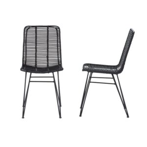 wohnli-moebel-suche-M21021403 Wohnli Möbelsuche - 2 Stühle aus schwarzem Rattan und Metall