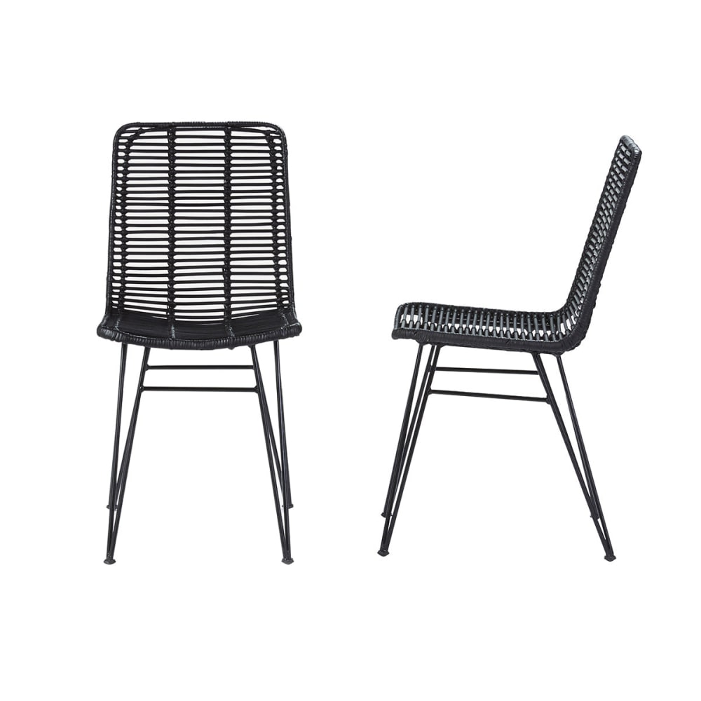 wohnli-moebel-suche-M21021403 Wohnli Möbelsuche - 2 Stühle aus schwarzem Rattan und Metall