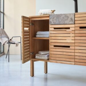 wohnli-moebel-suche-M21022408-1 Badezimmermöbel aus massivem Teakholz und Marmor 125 cm 122x91x41cm Holz Beige Tikamoon Möbel Badezimmermöbel Badezimmerschränke