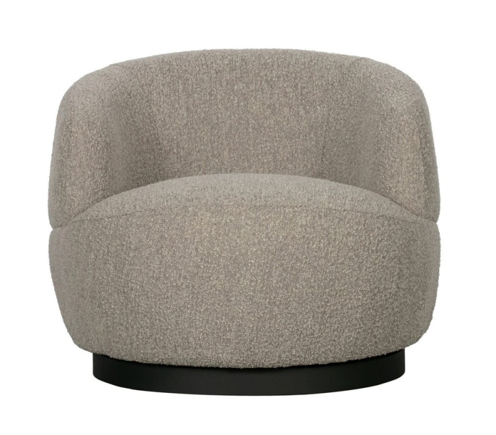 Wohnli Möbelsuche - Drehbarer Sessel aus grauem Bouclé-Stoff