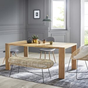 Mindy-Holztisch 8 Personen 180x75x100cm Holz Beige BERAH GETAH Möbel Esszimmermöbel Esstische