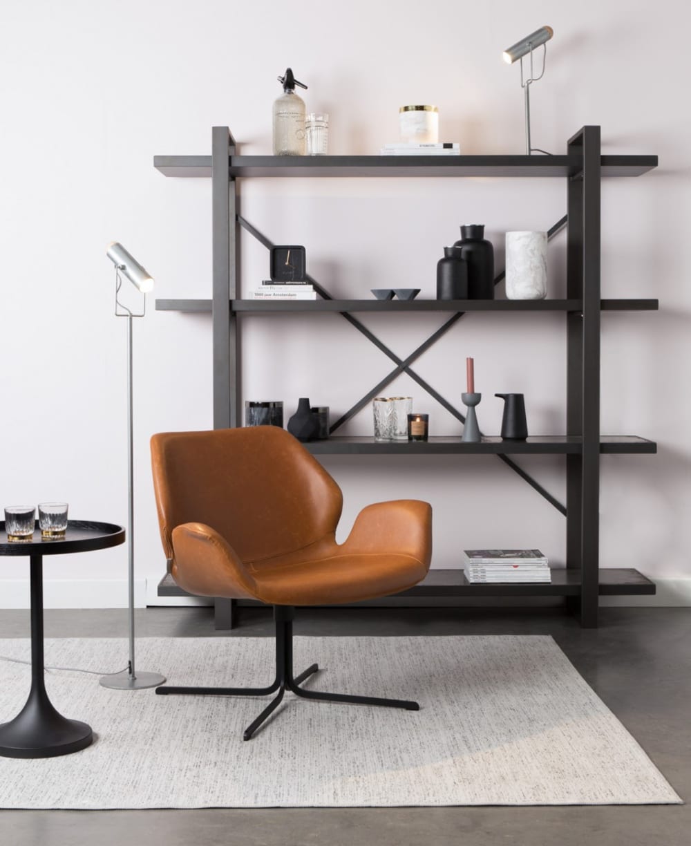 Drehbarer Sessel in Lederoptik 75x78x79cm PVC und Synthetik Braun Zuiver Sofas und Sessel Sessel, Poufs und Fußbänke Sessel