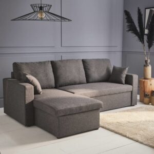 Ecksofa wendbar Stoffsofa Dunkelgrau Meliert 3-Sitzer 219x68x84cm Stoff Grau sweeek Sofas und Sessel Sofas Ecksofas