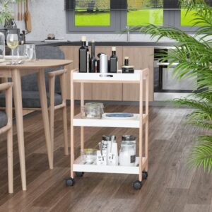 wohnli-moebel-suche-M21027446-1 Küchenregal 2 Ebenen & abnehmbare Platte 46x745x35cm Holz Weiß Homcom Möbel Küchenmöbel Kücheninseln & Servierwägen