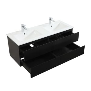 wohnli-moebel-suche-M21028059-1 120 cm Doppelwaschtisch mit Keramikarbeitsplatte 120x43x45cm Spanplatte Schwarz Mob In Möbel Badezimmermöbel Waschbecken