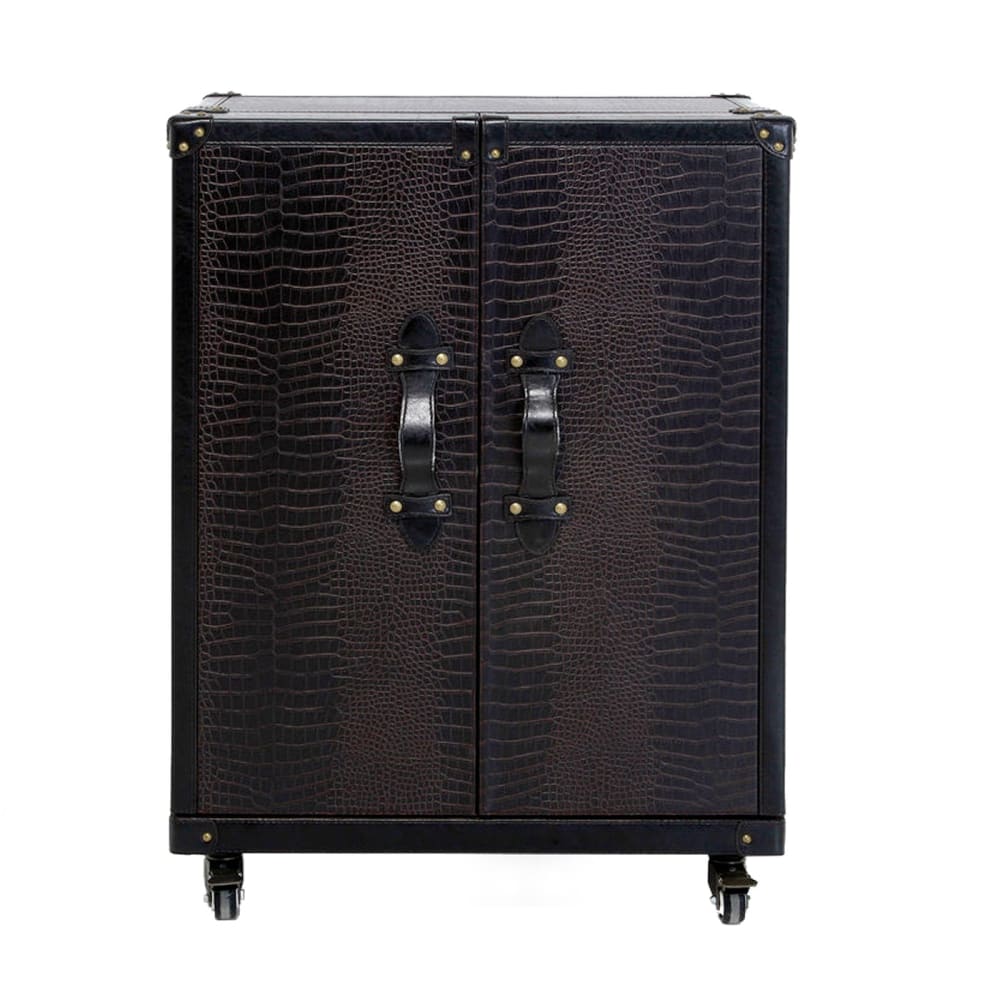 wohnli-moebel-suche-M21028872 Wohnli Möbelsuche - Barschrank mit Weinregal aus Holz mit Bezug in Krokodil-Optik