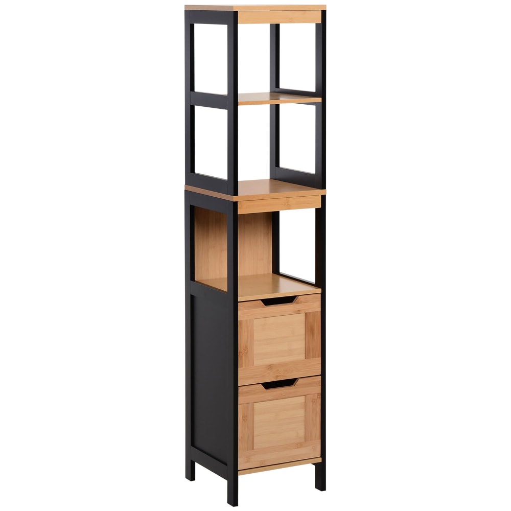 Wohnli Möbelsuche - Meuble colonne rangement salle de bain MDF bambou style cosy