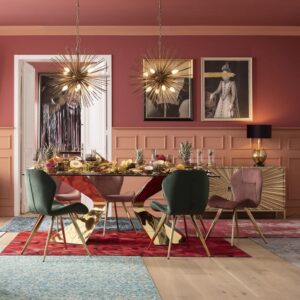 wohnli-moebel-suche-M21032070-1 Esstisch für 8 Personen aus Glas und Stahl, gold, L200cm 200x75x100cm Glas Gold Kare Design Möbel Esszimmermöbel Esstische