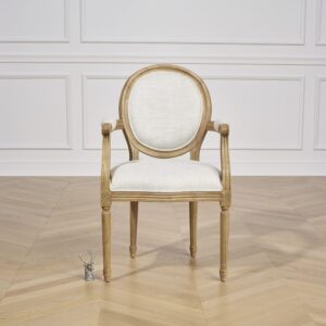 Klassischer Tischstuhl aus Hevea-Holz und Premium-Leinen Beige 68x98x65cm Holz Beige Robin des Bois Möbel Esszimmermöbel Stühle