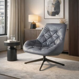 wohnli-moebel-suche-M21034014-1 Moderner Sessel in Kunstlederoptik mit Komfort 86x83x78cm PVC - Polyvinlychlorid Grau Mathi Design Sofas und Sessel Sessel, Poufs und Fußbänke Sessel