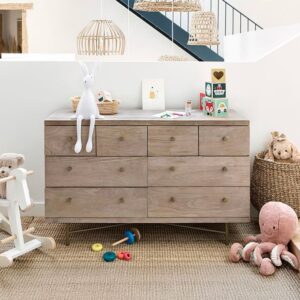 Kommode aus Mangoholz und vergoldeten Metallfüßen mit 8 Schubladen 117x75x40cm Holz Braun Rendez-Vous Déco Möbel Schlafzimmermöbel Kommoden