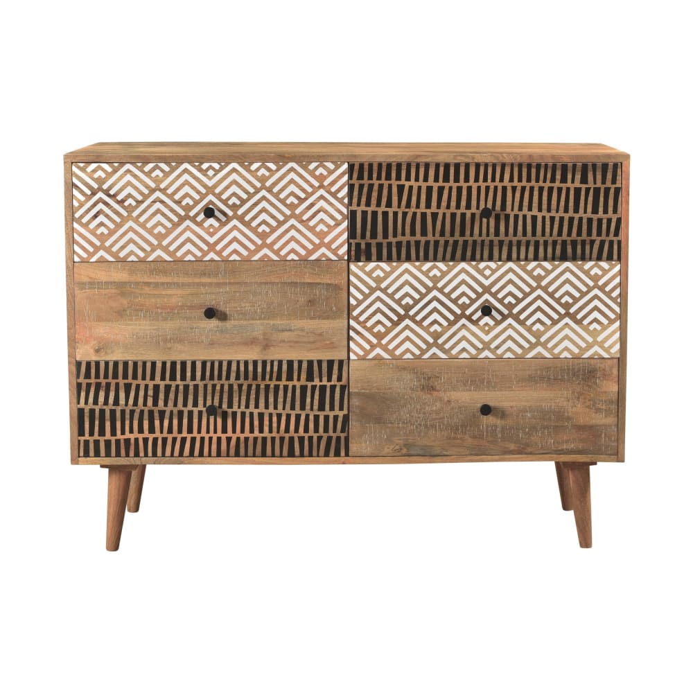 wohnli-moebel-suche-M21034896 Wohnli Möbelsuche - Holzkommode mit 6 Schubladen und Mustern