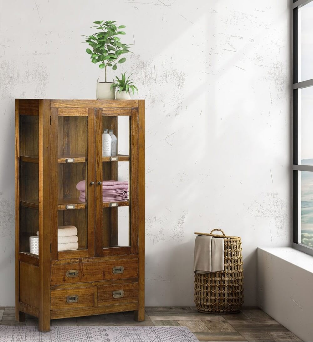 70x135x35cm Holz Braun MOYCOR Möbel Esszimmermöbel Vitrine und Vitrinenschrank