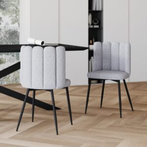 wohnli-moebel-suche-M21036869-1 Set aus 2 Stühlen mit grauem Stoff und schwarzen Metallbeinen 47x83x52cm Stoff Grau Maison Pavane Möbel Esszimmermöbel Stühle