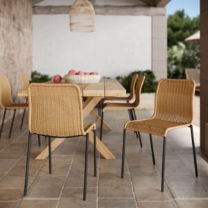 Set aus 2 Stühlen für Innen/Außen aus natürlichem Flechtmaterial 44x83x56cm Harz Braun Maison Pavane Möbel Esszimmermöbel Stühle
