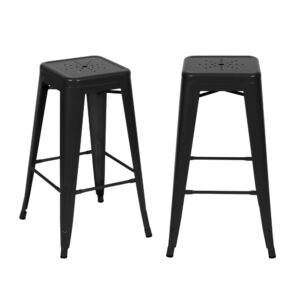 Wohnli Möbelsuche - Set mit 2 Hockern für Kücheninsel 66 cm in mattem Schwarz.