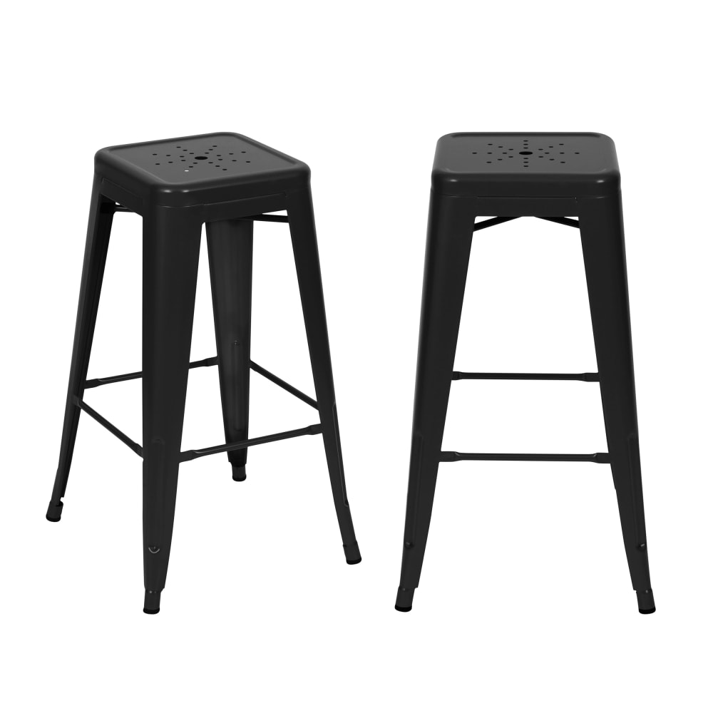 Wohnli Möbelsuche - Set mit 2 Hockern für Kücheninsel 66 cm in mattem Schwarz.
