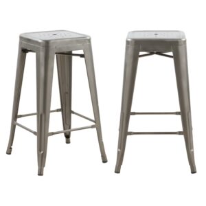 wohnli-moebel-suche-M21037067-1 2er-Set Barhocker für Kücheninsel 66 cm aus glänzendem Chrommetall 41x66x41cm Metall Silber Maison Pavane Möbel Esszimmermöbel Barhocker