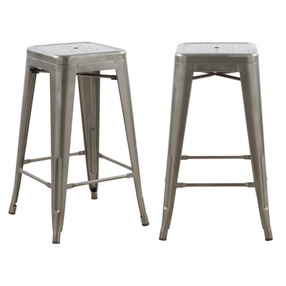 wohnli-moebel-suche-M21037067 Wohnli Möbelsuche - 2er-Set Barhocker für Kücheninsel 66 cm aus glänzendem Chrommetall