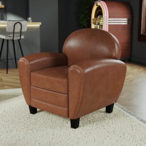 wohnli-moebel-suche-M21037080-1 Kamelfarbenes Sofa aus beschichtetem Leder 87x85x83cm PVC - Polyvinlychlorid Braun Maison Pavane Sofas und Sessel Sessel, Poufs und Fußbänke Sessel