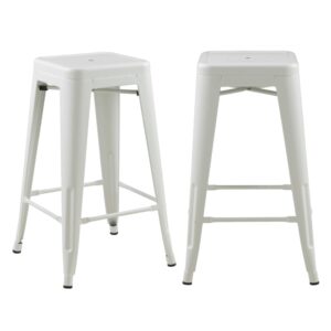 wohnli-moebel-suche-M21037156 Wohnli Möbelsuche - Set aus 2 Barhockern für Kücheninseln 66 cm aus mattem weißen Metall
