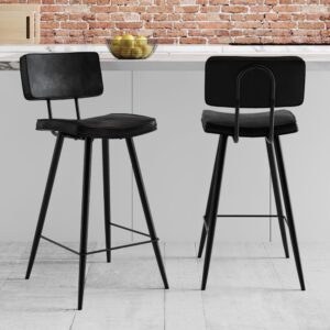 wohnli-moebel-suche-M21037174-1 Set von 2 Mid-Höhe Barhockern 66 cm aus grauem/schwarzem Kunstleder 42x93x46cm PVC - Polyvinlychlorid Schwarz Maison Pavane Möbel Esszimmermöbel Barhocker