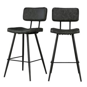 wohnli-moebel-suche-M21037174 Wohnli Möbelsuche - Set von 2 Mid-Höhe Barhockern 66 cm aus grauem/schwarzem Kunstleder