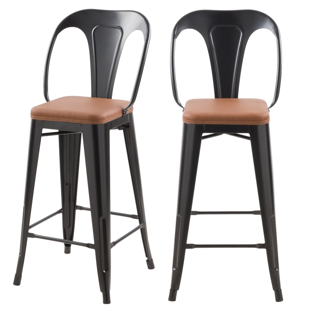 Wohnli Möbelsuche - 2er-Set Stühle für Kücheninsel 68 cm in Schwarz und Braun