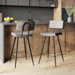 wohnli-moebel-suche-M21037187-1 Set von 2 Stühlen für eine 66 cm zentrale Insel aus grauem Kunstleder 42x93x46cm PVC - Polyvinlychlorid Grau Maison Pavane Möbel Esszimmermöbel Barhocker