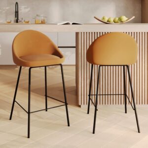 wohnli-moebel-suche-M21037192-1 2er-Set Stühle für Kücheninsel 65 cm aus synthetischem Leder in Zimt 49x90x46cm PVC - Polyvinlychlorid Braun Maison Pavane Möbel Esszimmermöbel Barhocker