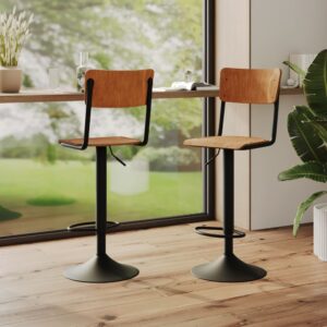 wohnli-moebel-suche-M21037193-1 Set aus 2 höhenverstellbaren Barhockern 60/80 cm aus dunklem Holz 42x118x48cm Holz Braun Maison Pavane Möbel Esszimmermöbel Barhocker