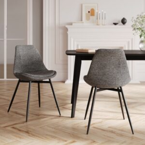 wohnli-moebel-suche-M21037280-1 Set aus 2 Stühlen mit meliertem dunkelgrauem Stoff und Metallbeinen 47x84x52cm Stoff Grau Maison Pavane Möbel Esszimmermöbel Stühle