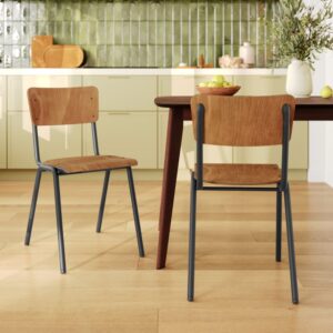 wohnli-moebel-suche-M21037282-1 Set aus 2 stapelbaren Schulstühlen aus dunklem Holz 43x81x54cm Holz Braun Maison Pavane Möbel Esszimmermöbel Stühle