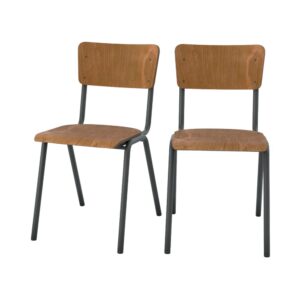 wohnli-moebel-suche-M21037282 Wohnli Möbelsuche - Set aus 2 stapelbaren Schulstühlen aus dunklem Holz