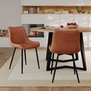 wohnli-moebel-suche-M21037318-1 Set aus 2 Stühlen aus braunem Kunstleder und schwarzem Metall 50x81x58cm PVC - Polyvinlychlorid Braun Maison Pavane Möbel Esszimmermöbel Stühle
