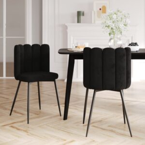 wohnli-moebel-suche-M21037336-1 Set aus 2 schwarzen Samt-Stühlen mit schwarzen Metallbeinen 47x83x52cm Samt Schwarz Maison Pavane Möbel Esszimmermöbel Stühle