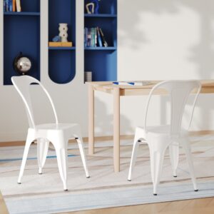 2er Set Stühle aus mattweißem Metall 44x83x52cm Metall Weiß Rendez-Vous Déco Möbel Esszimmermöbel Stühle