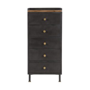 wohnli-moebel-suche-M21037383 Wohnli Möbelsuche - Chiffonnier mit 5 Schubladen aus metallisiertem Grau und Mangoholz