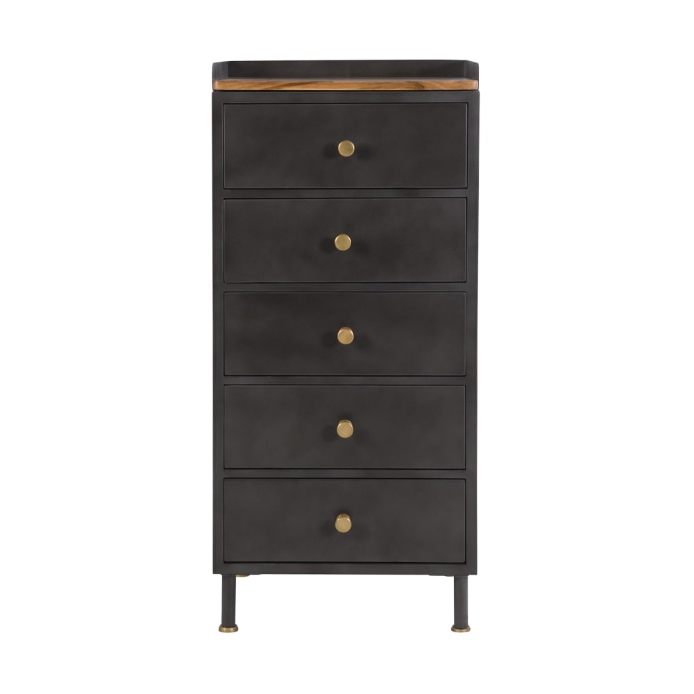 wohnli-moebel-suche-M21037383 Wohnli Möbelsuche - Chiffonnier mit 5 Schubladen aus metallisiertem Grau und Mangoholz