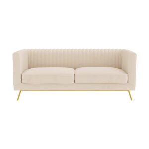 Wohnli Möbelsuche - 2-Sitzer-Sofa aus beigefarbenem Samt