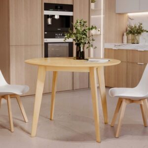 wohnli-moebel-suche-M21037558-1 Runder Tisch für 4 Personen aus hellem Holz D100 cm 100x75x100cm Holz Braun Maison Pavane Möbel Esszimmermöbel Esstische