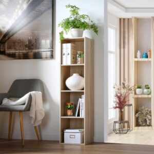 wohnli-moebel-suche-M21044155-1 Möbel mit 4 Fächern - L31 x H122 cm - Holzdekor 31x123x30cm Spanplatte Braun Calicosy Möbel Wohnzimmermöbel Regale