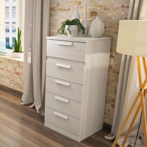 wohnli-moebel-suche-M21045397-1 Kommode 5 Schubladen Cyrus - Französische Herstellung - Hellgrau 48x102x48cm Spanplatte Grau Gami Möbel Schlafzimmermöbel Kommoden